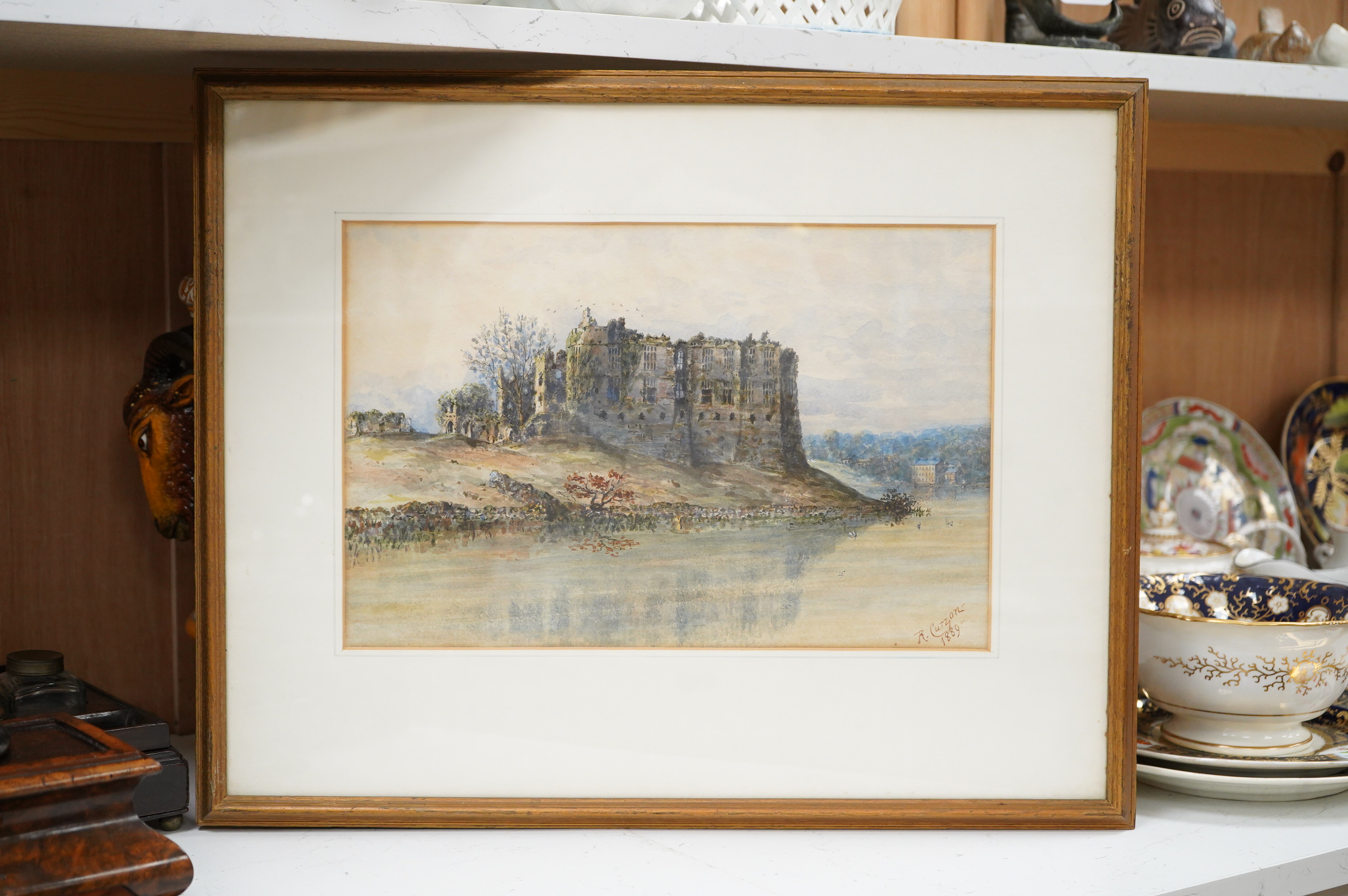 Henry George Roper Curzon (1822-1892), ‘Carew Castle, Pembrokeshire’, signed and dated 1889, inscribed verso, watercolour, 24 x 36cm